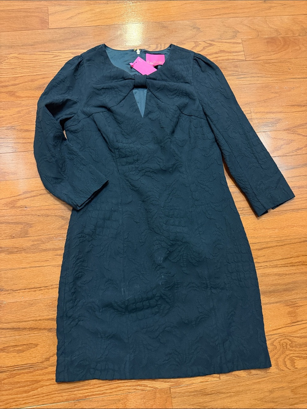 Lilly Pulitzer Black Textured Bow-Neck dress